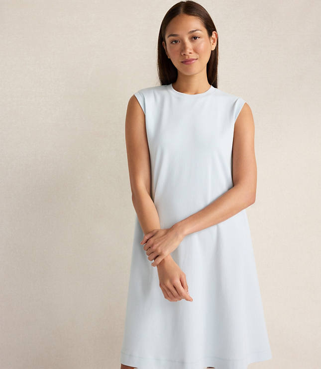 HWW HVT WT INTERLOCK SLVLS TRAPEZE DRESS