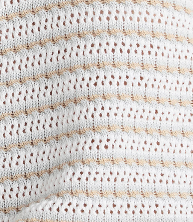Haven Well Within Organic Cotton Stripe Mixed Stitch Johnny Collar Sweater