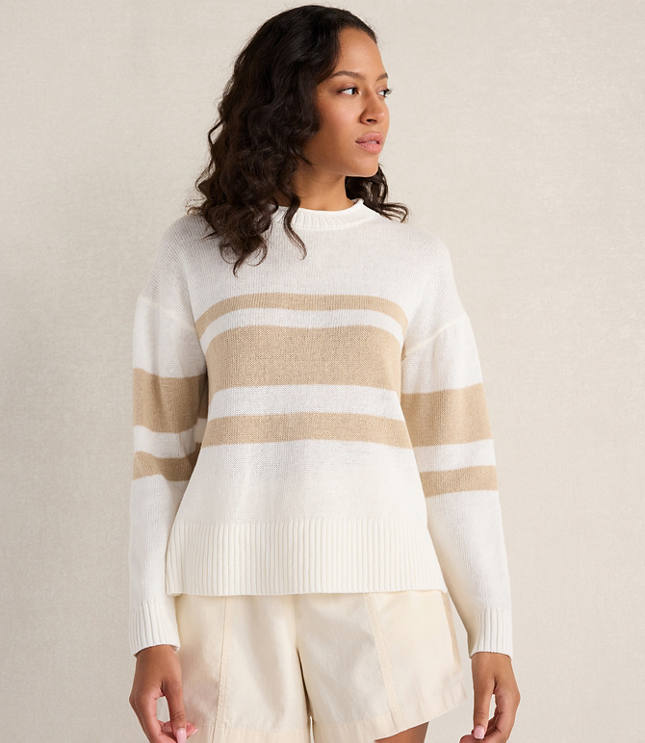 HWW LINEN CTTN STRIPED CREW W JSY ROLL carousel Product Image 1
