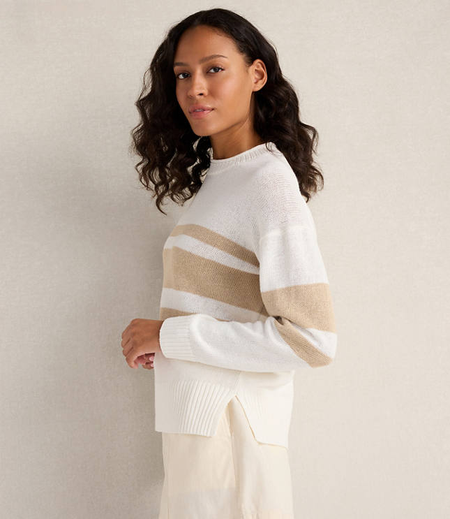 HWW LINEN CTTN STRIPED CREW W JSY ROLL carousel Product Image 3