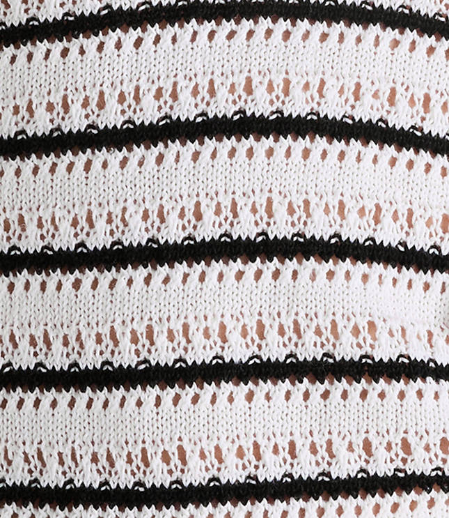 Haven Well Within Linen Cotton Blend Striped Open Stitch Hoodie