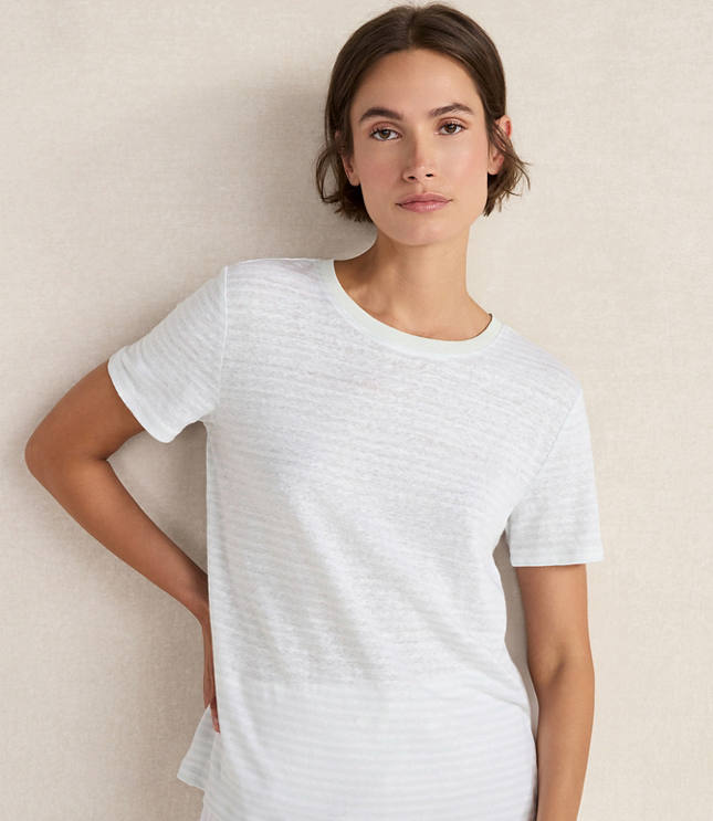 Haven Well Within Linen Striped Short Sleeve Tee carousel Product Image 1