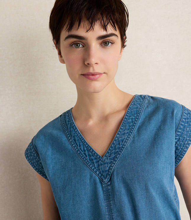 Haven Well Within Organic Cotton Denim V-Neck Belted Top