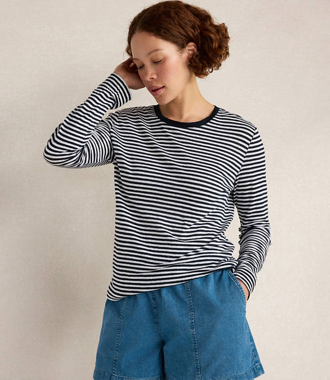 Haven Well Within Linen Striped Long Sleeve Tee carousel Product Image 1