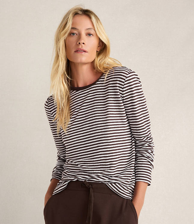 Haven Well Within Linen Striped Long Sleeve Tee carousel Product Image 1