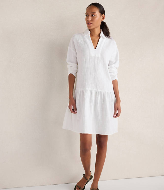 Haven Well Within Textured Cotton Gauze Drop Waist Dress