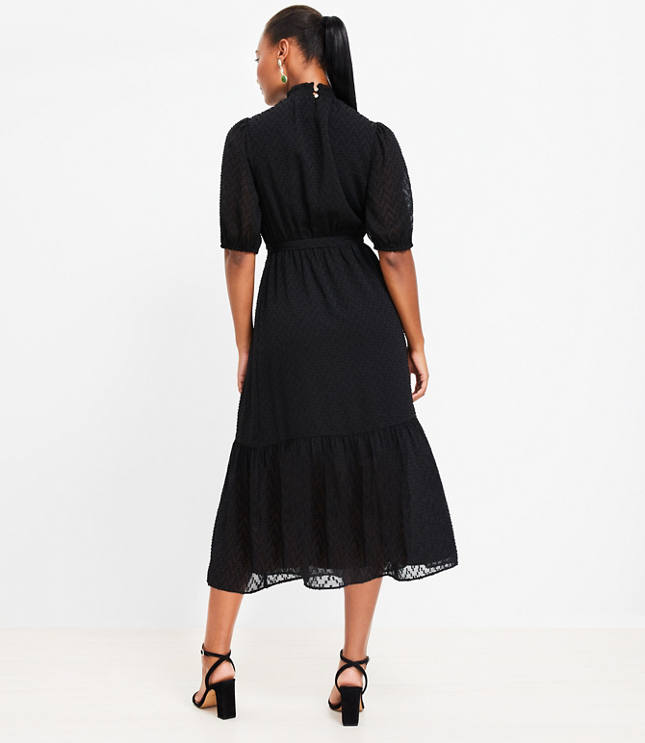 Petite Chevron Clip Smocked Midi Dress
