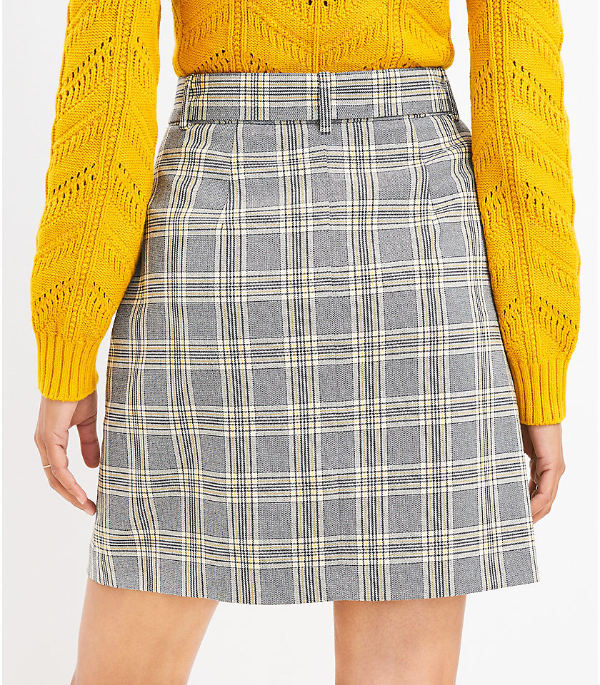 Petite Plaid Belted Patch Pocket Skirt