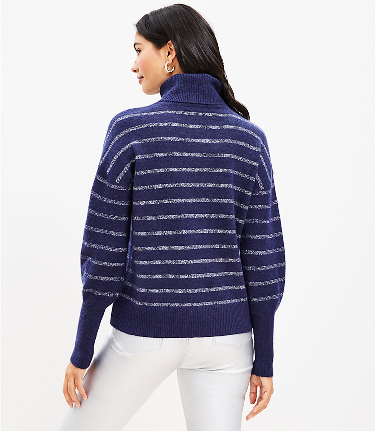 Shimmer Stripe Turtleneck Sweater image number 2