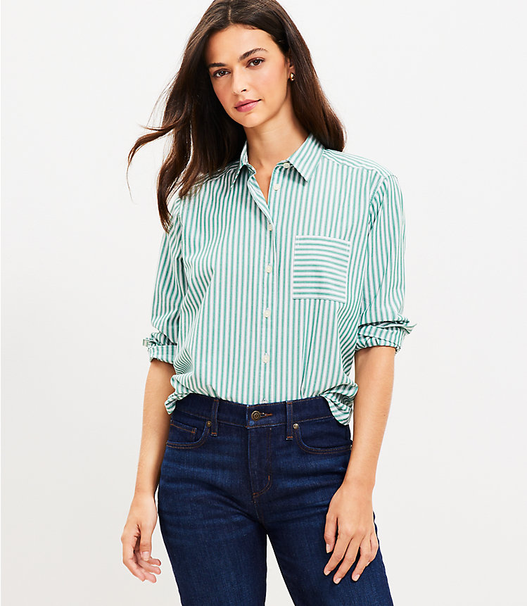 Petite Striped Relaxed Everyday Shirt image number 0