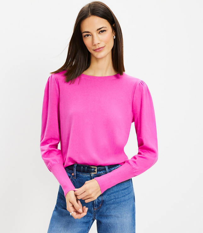 Lofty puff sleeve hot sale crew sweater