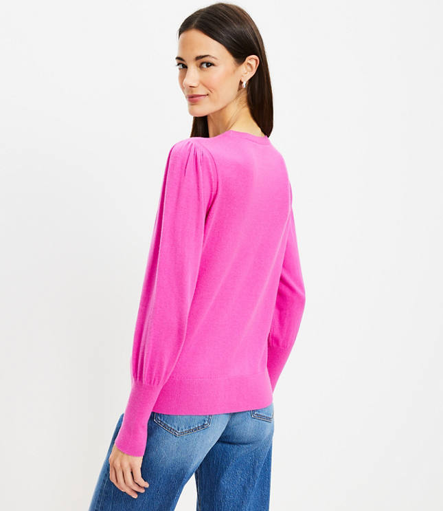 Pink puff sleeve clearance sweater