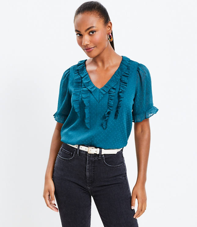 Ruffle Tie Neck Blouse