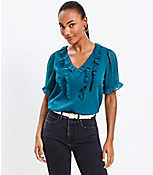Clip Ruffle V-Neck Top carousel Product Image 1