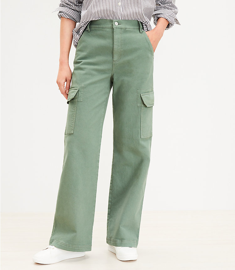 High Rise Wide Leg Utility Jeans in Mountain Rosemary image number 0