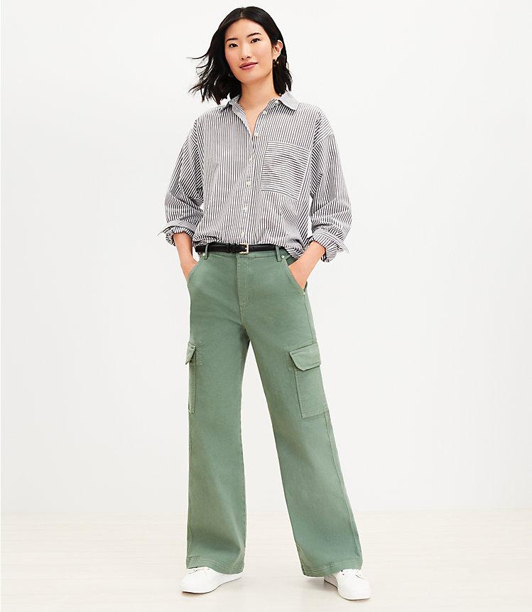 High Rise Wide Leg Utility Jeans in Mountain Rosemary image number 1