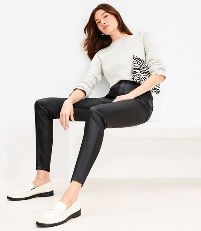 Petite Coated High Rise Skinny Jeans in Black