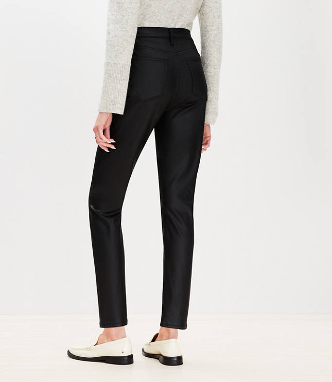 Petite Coated High Rise Skinny Jeans in Black