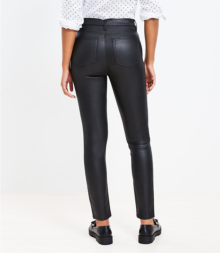 Petite Coated High Rise Skinny Jeans in Black image number 2