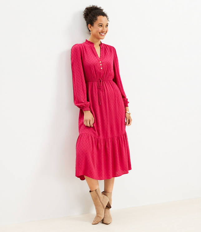 Petite Clip Ruffle Tiered Midi Dress