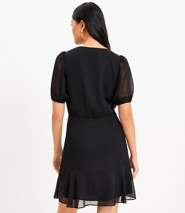 Petite Side Ruched Flare Dress