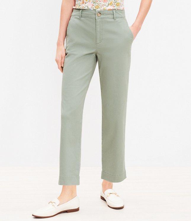 Straight Ankle Pants in Twill
