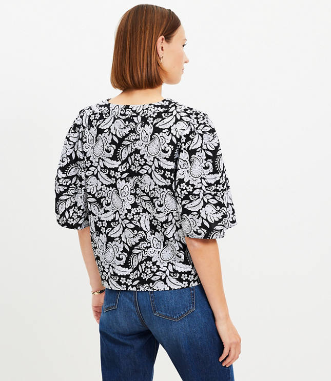Petite Paisley Bell Sleeve Blouse