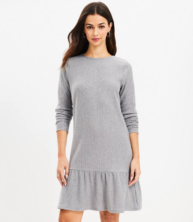 Petite Dot Jacquard Mock Neck Shift Dress