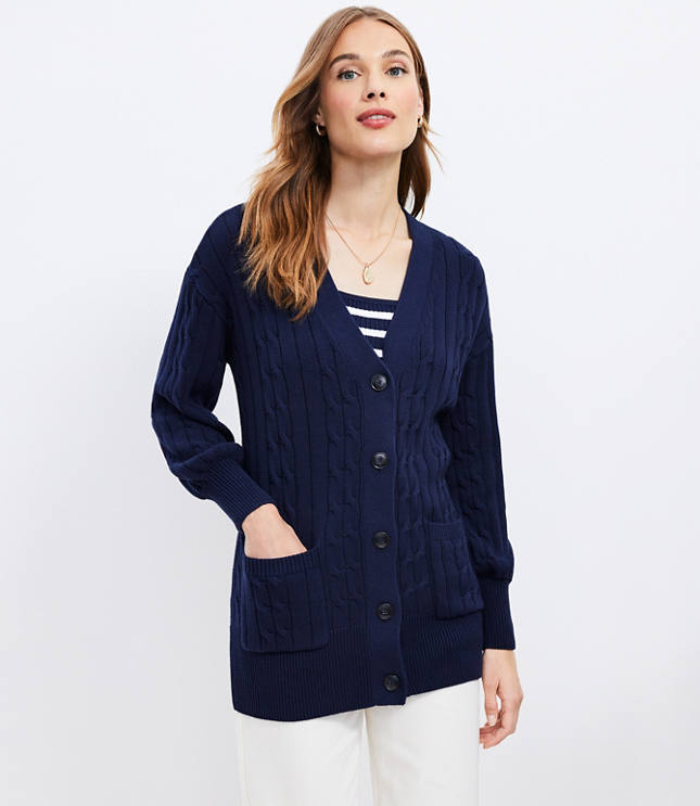 Cable Pocket V-Neck Cardigan