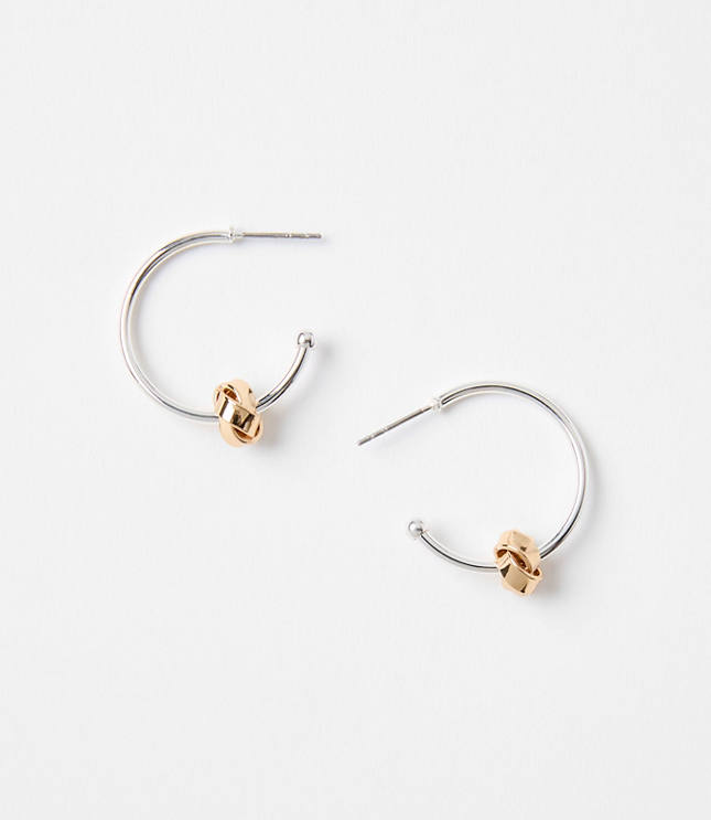 Mixed Metal Knot Hoop Earrings