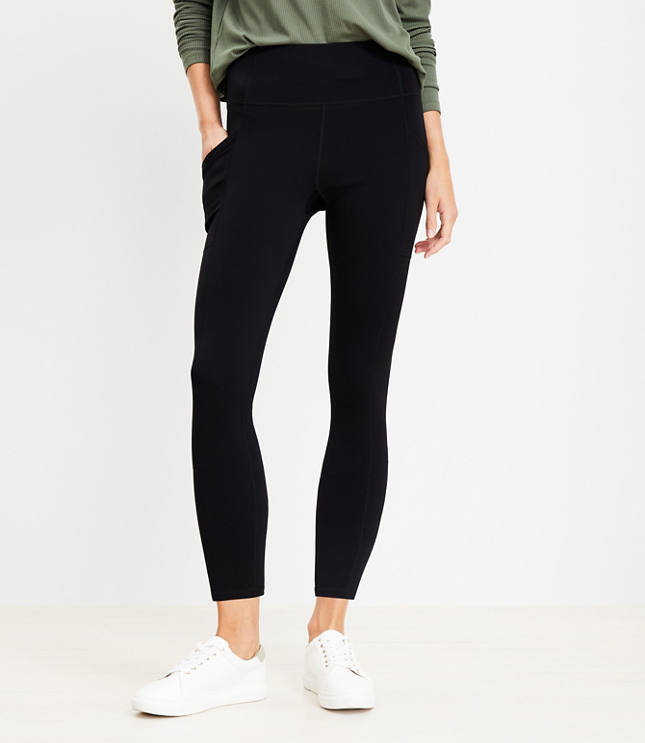 High Waisted Side Pocket 7/8-Length Leggings for Women