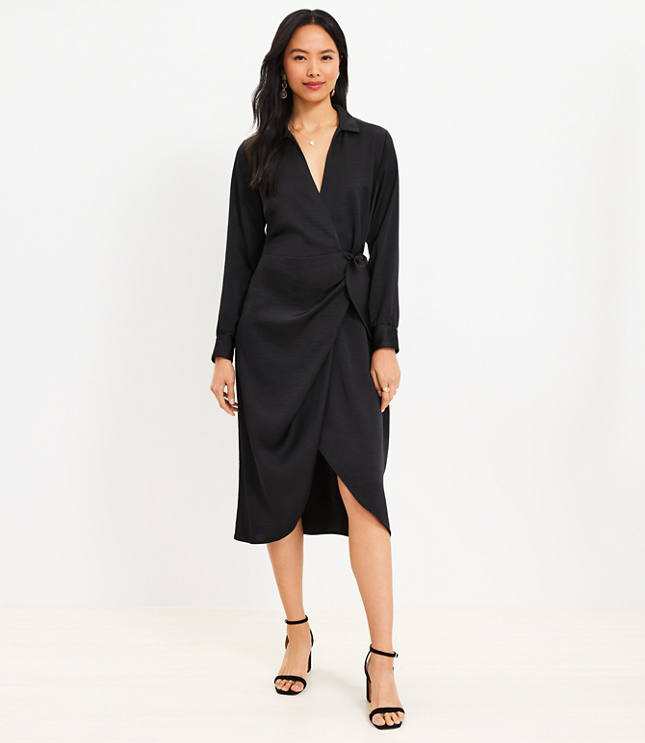 Loft black wrap outlet dress