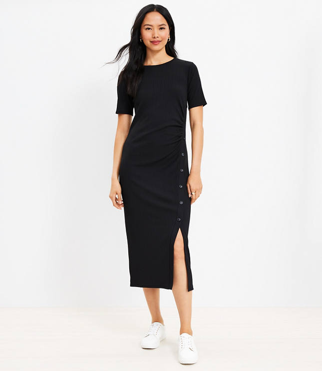 Petite ribbed midi dress best sale