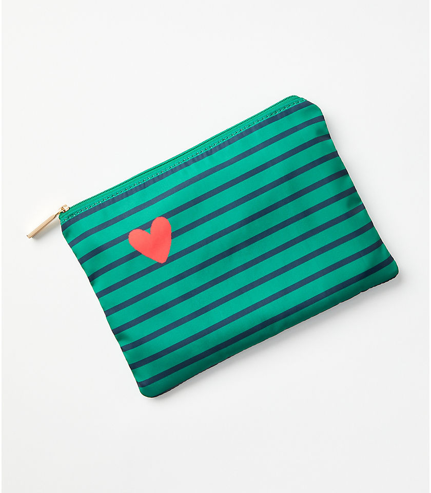 Striped Heart Pouch