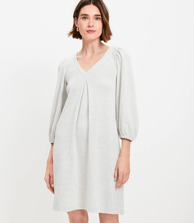 Stripe Textured Pleated Mini Dress