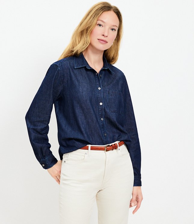 Petite Chambray Relaxed Shirt