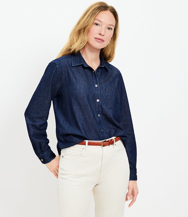 Petite Side Tie Pocket Shirt