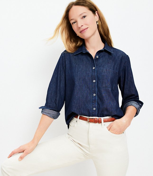 Petite Side Tie Pocket Shirt