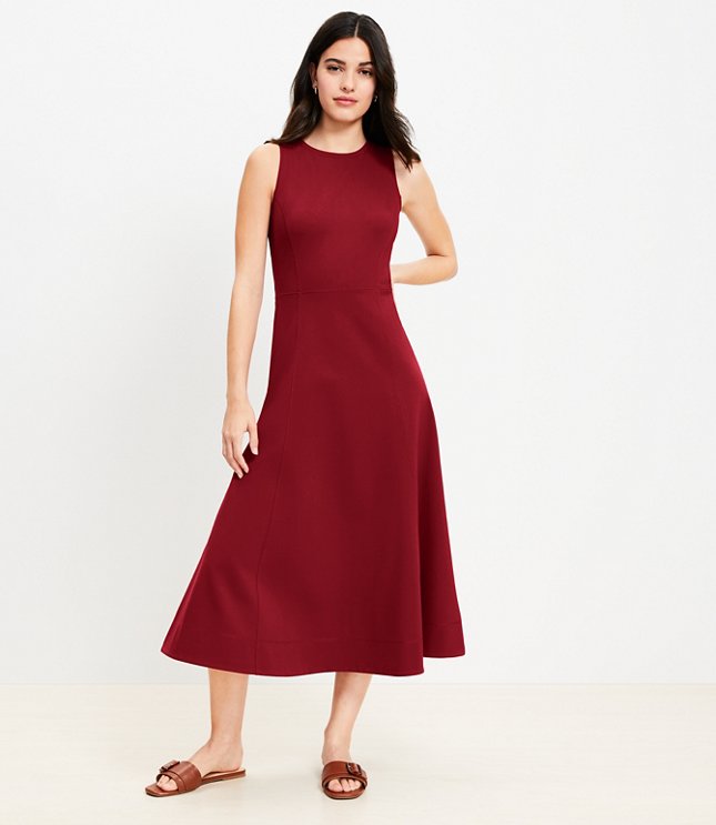 Petite Ponte Seamed Tank Midi Dress