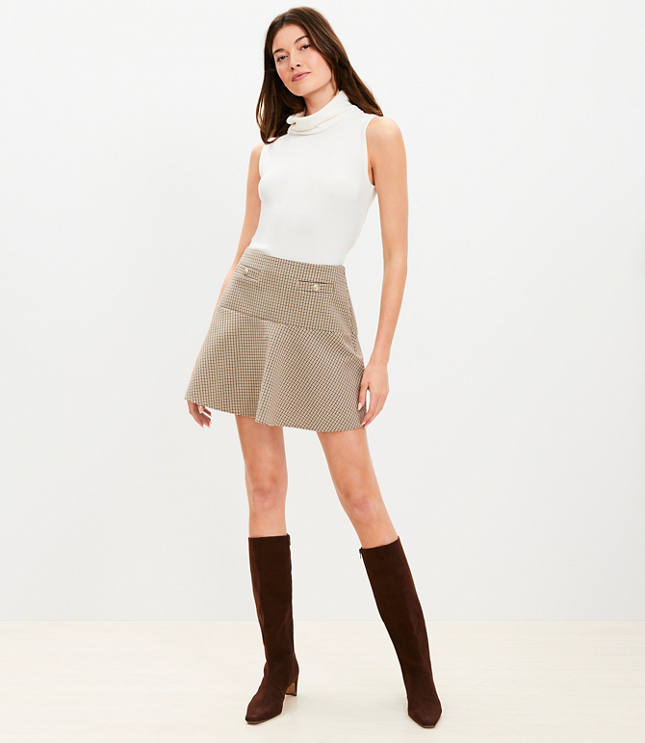 Wool Blend Seamed Mini Skirt - Dove Grey Heather