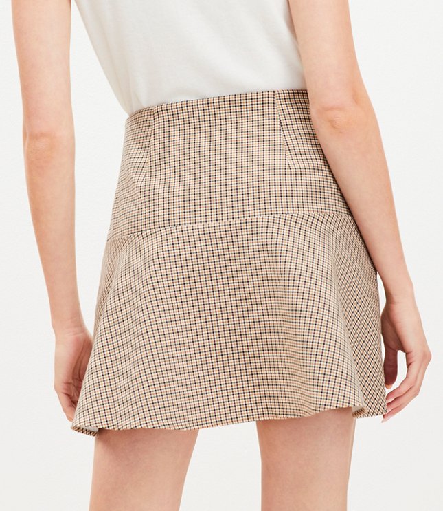 Petite Plaid Button Flounce Mini Skirt