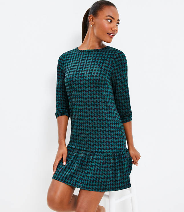 Tall Houndstooth Flounce Swing Dress