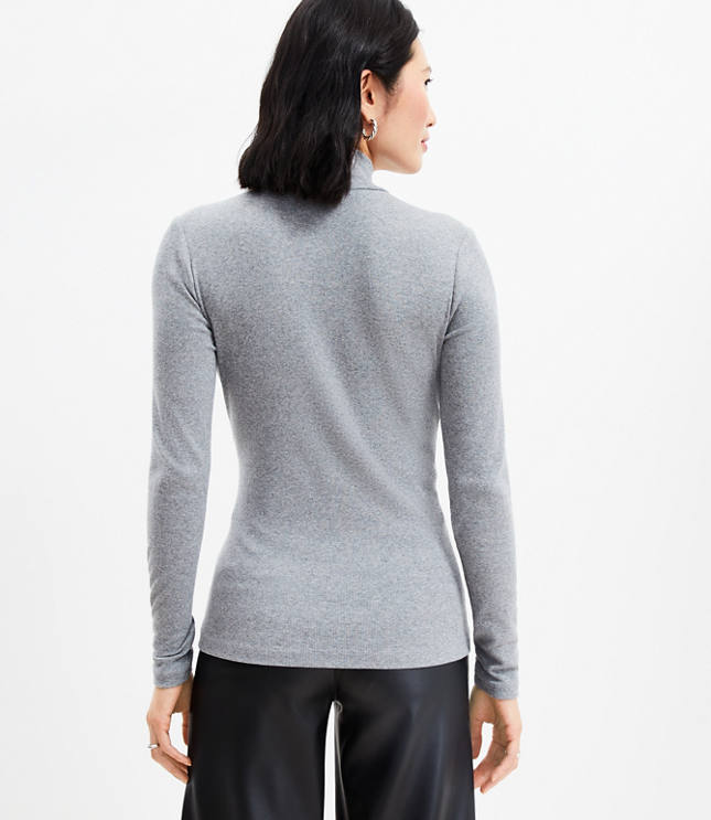 Heathered Ribbed Mock Neck Top
