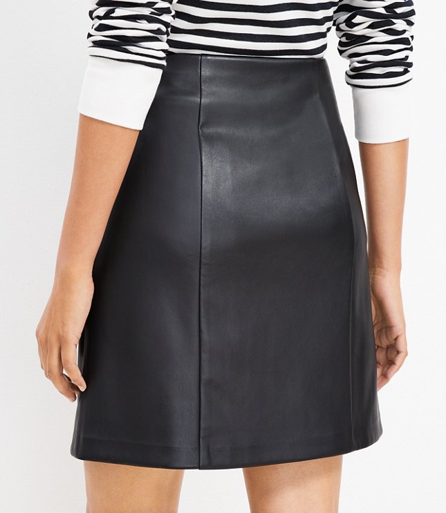 Petite Seamed Faux Leather Skirt