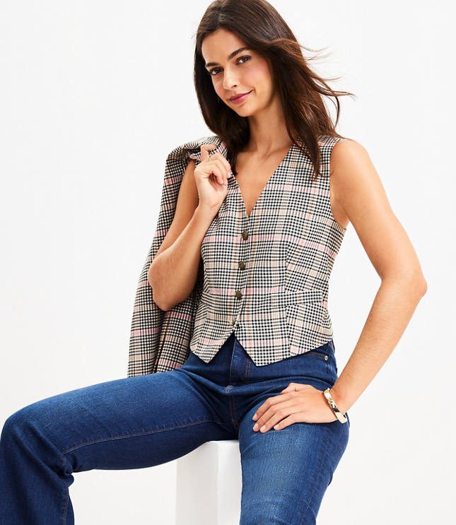 Petite Plaid Pocket Vest