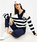 Petite Lou & Grey Striped Varsity Letter Half Zip Sweater carousel Product Image 2