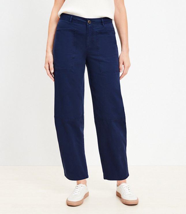 Petite Utility Barrel Pants in Twill