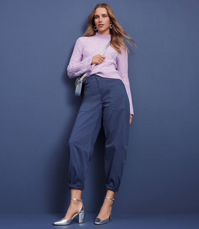 Petite Utility Barrel Pants in Twill