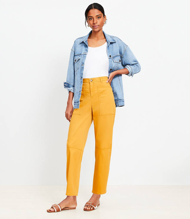 Petite Utility Barrel Pants in Twill