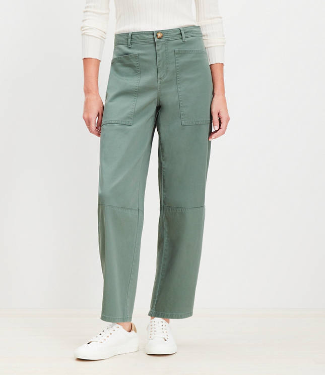 Petite Utility Barrel Pants in Twill